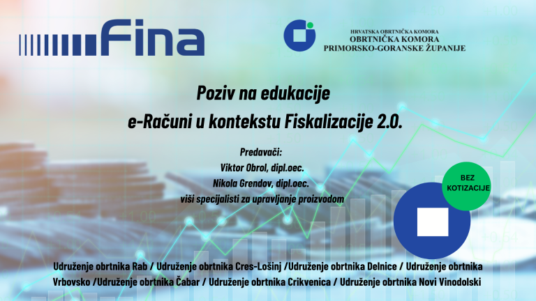 Najava edukacija FINE u suradnji sa Obrtničkom komorom PGŽ